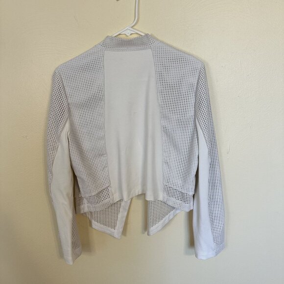 Chicos Womens White Vinyl Jacket Mesh Open Front Vtg Style 80s Large Party - Picture 3 of 13